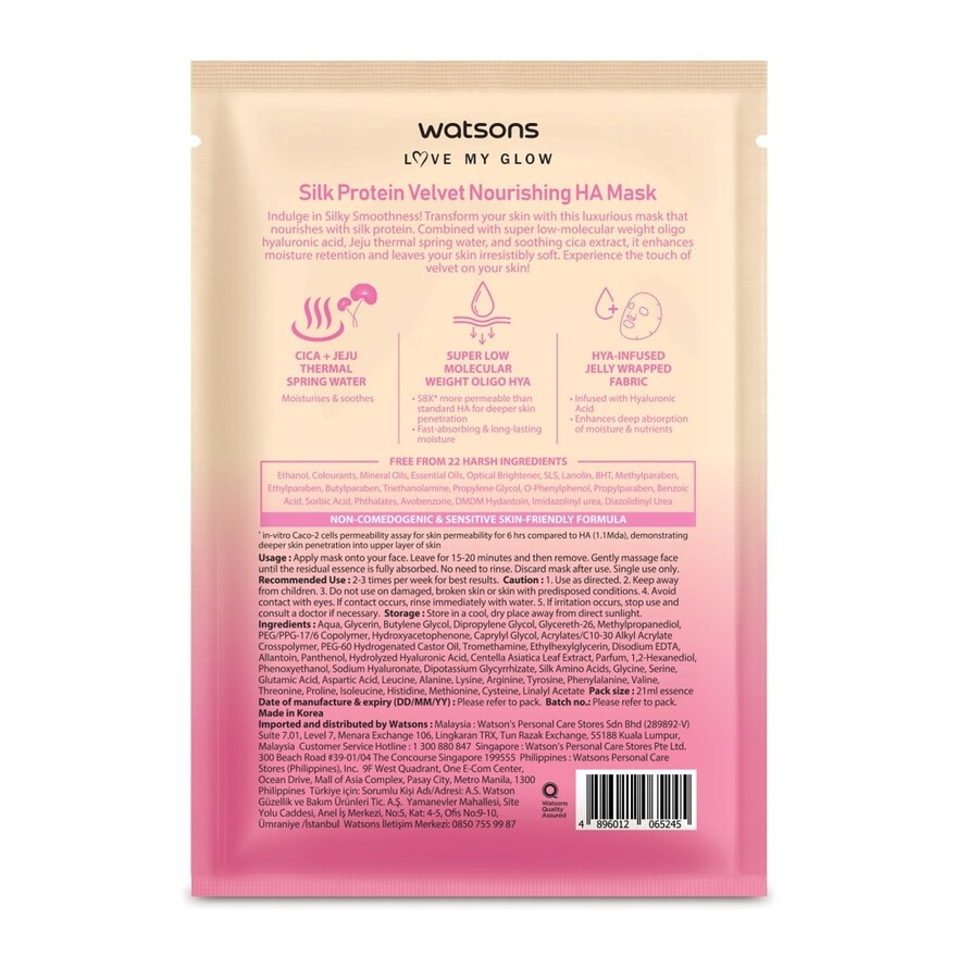 Silk Protein Velvet Nourishing HA Mask 1s