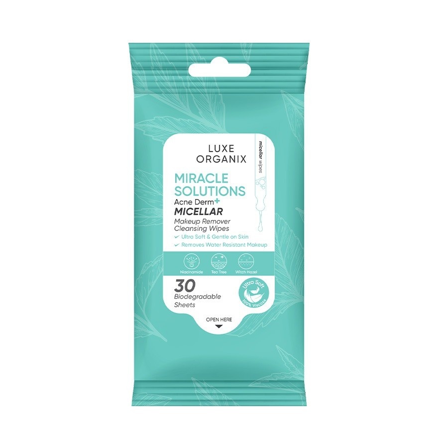 Miracle Solutions Acne Derm+ Micellar Make Up Remover Cleansing Wipes 30s image