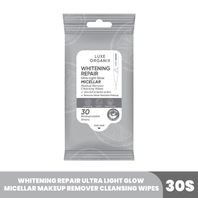 LUXE ORGANIX Whitening Repair Ultra Light Glow Micellar Makeup Remover Cleansing Wipes 30s image