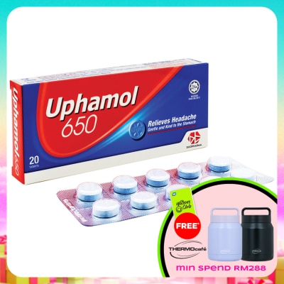 UPHAMOL - 650 Relieves Headache Tablets 20's