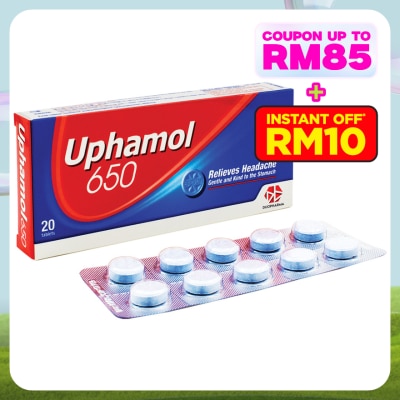 UPHAMOL 650 Relieves Headache Tablets 20's