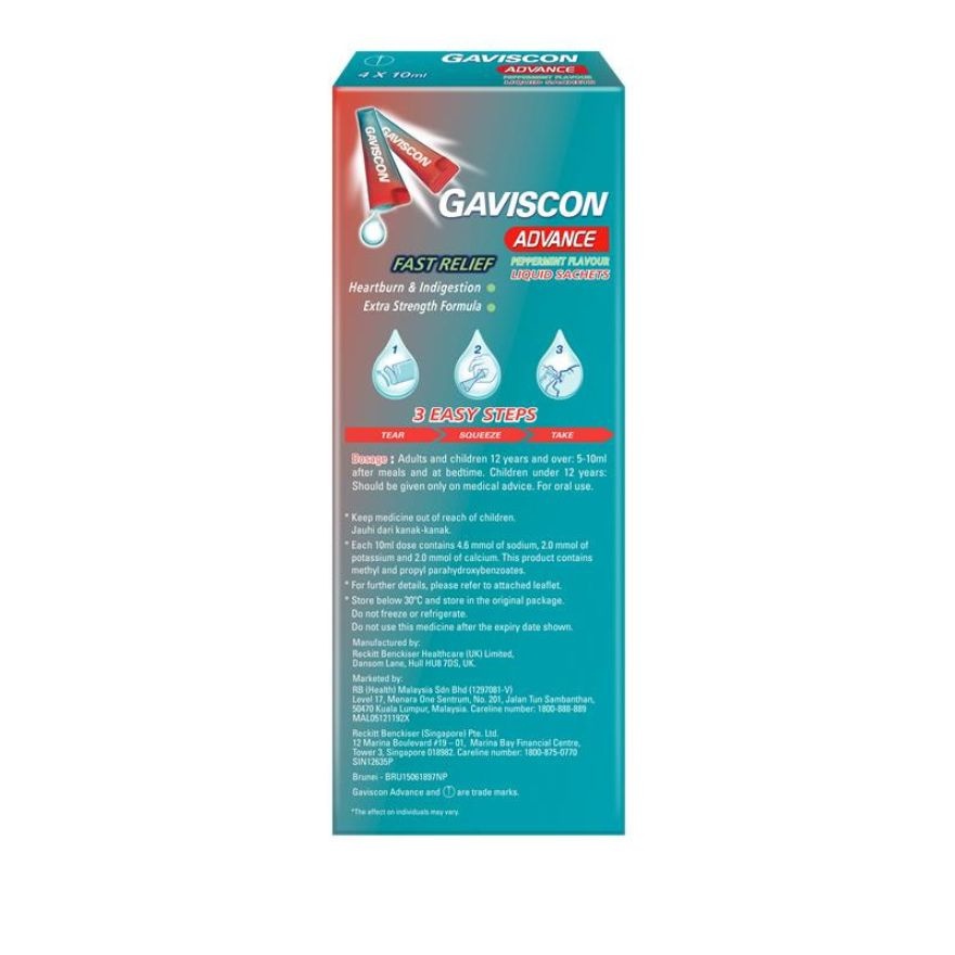 Heartburn & Indigestion Relief Advance Sachet 4 x 10ml
