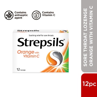 STREPSILS - Sore Throat Lozenges Orange with Vitamin C 12s