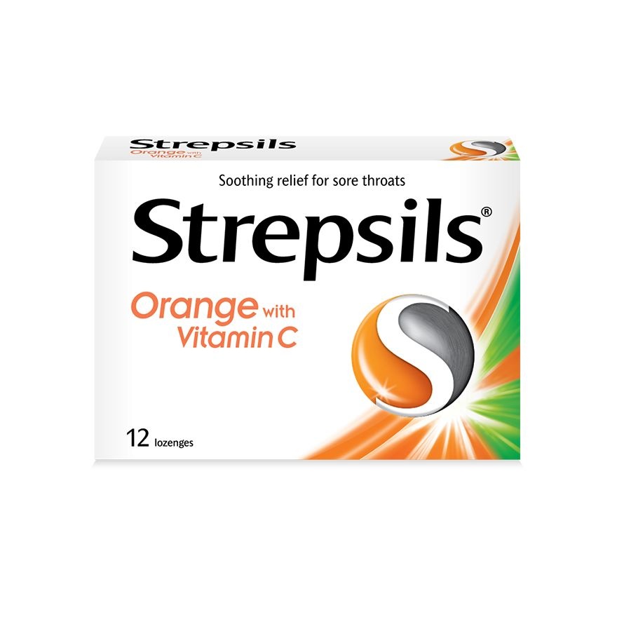 Sore Throat Lozenges Orange with Vitamin C 12s