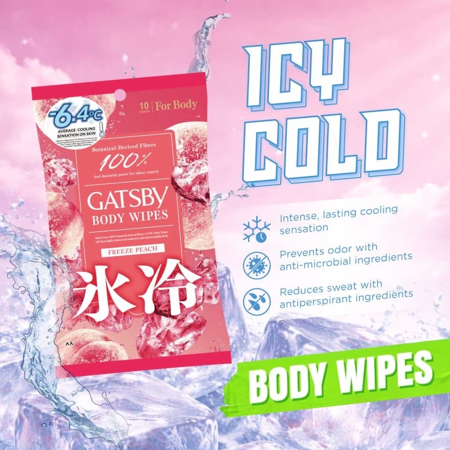Ice-type Deodorant Body Wipes Freeze Peach 10S