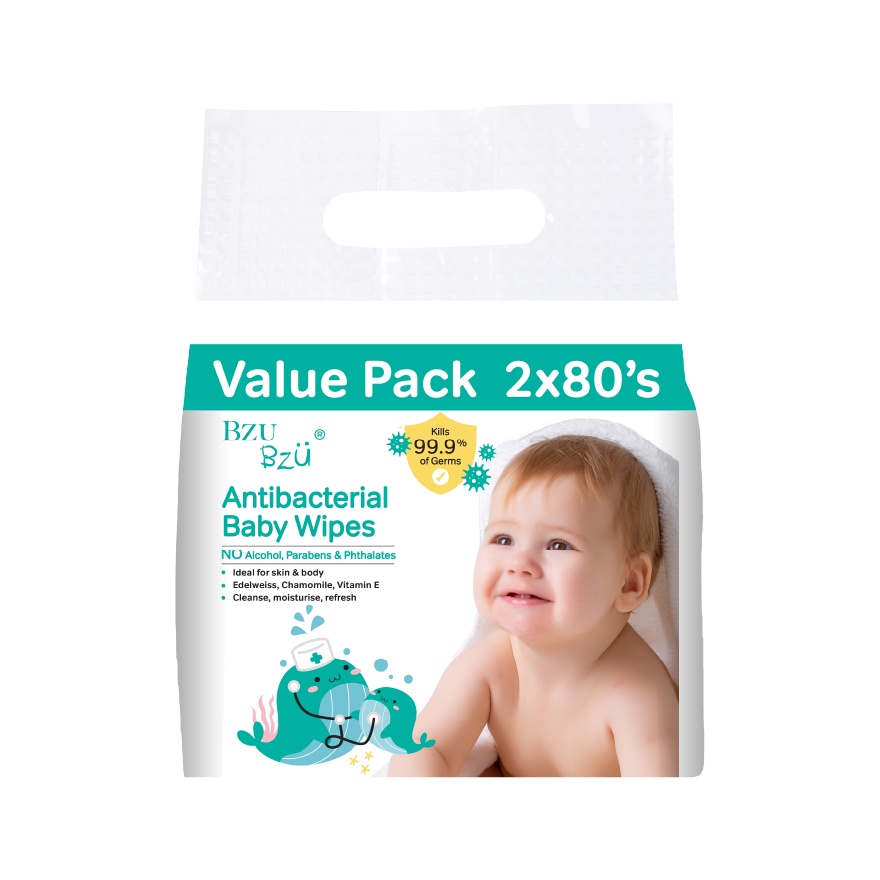 Antibacterial Baby Wipes 2x80sX12