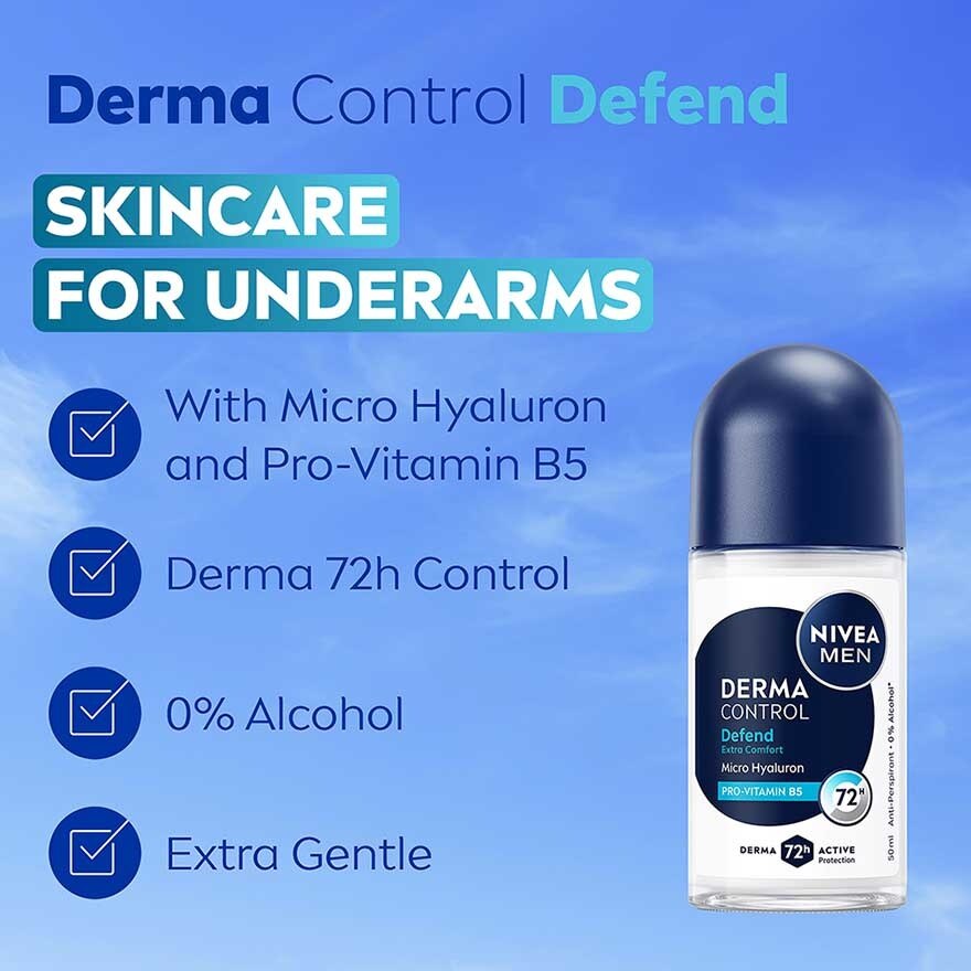[Buy 2 Free 1] Deodorant Derma Control Defend Roll on 3x50ml