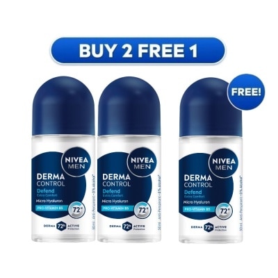 NIVEA FOR MEN - [Buy 2 Free 1] Deodorant Derma Control Defend Roll on 3x50ml