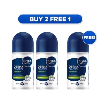 NIVEA FOR MEN - [Buy 2 Free 1] Deodorant Derma Control Sensitive Roll On 3x50ml