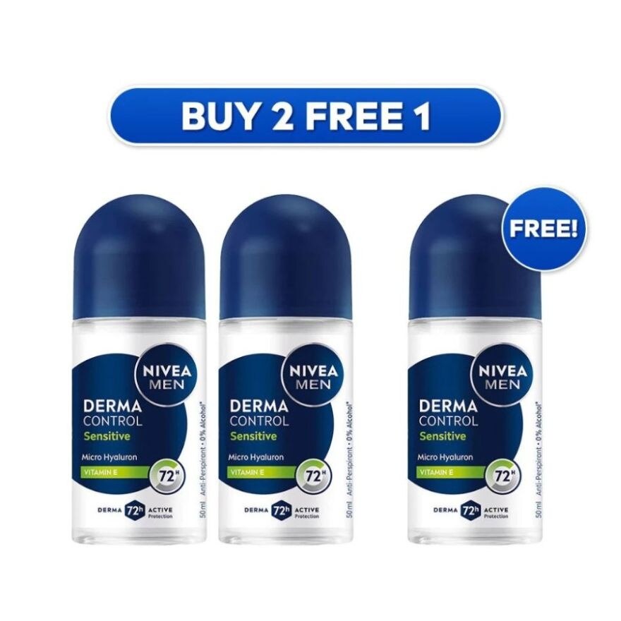 [Buy 2 Free 1] Deodorant Derma Control Sensitive Roll On 3x50ml