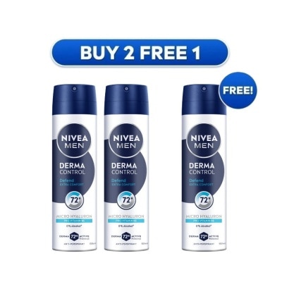 NIVEA FOR MEN - [Buy 2 Free 1] Deodorant Derma Control Defend Spray 3x150ml