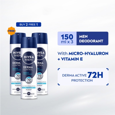 NIVEA FOR MEN - [Buy 2 Free 1] Deodorant Derma Control Defend Spray 3x150ml image