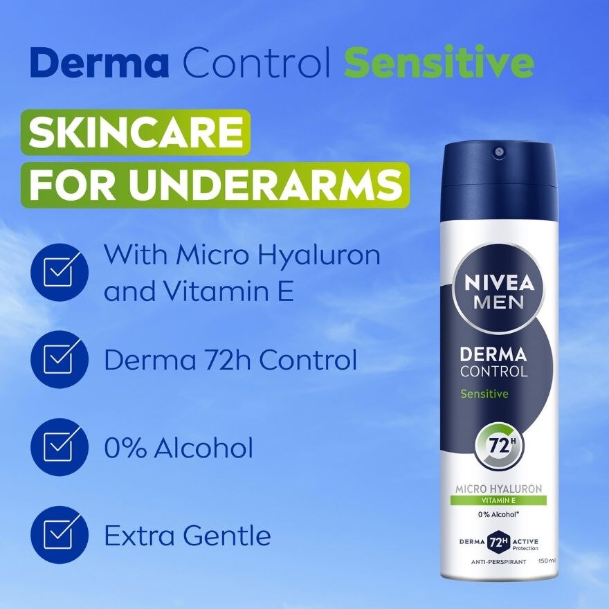 [Buy 2 Free 1] Deodorant Derma Control Sensitive Spray 3x150ml
