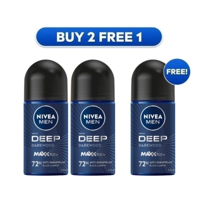 NIVEA FOR MEN - [Buy 2 Free 1] DEEP Deodorant Roll On Twin Pack 3x50ml