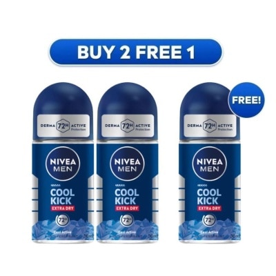 NIVEA FOR MEN - [Buy 2 Free 1] Deodorant Cool Kick Roll On 3x50ml