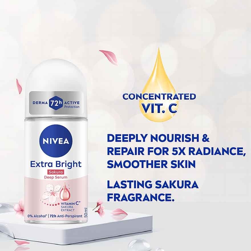 [Buy 2 Free 1] Deodorant Deep Brightening Serum Sakura Roll On 3x50ml
