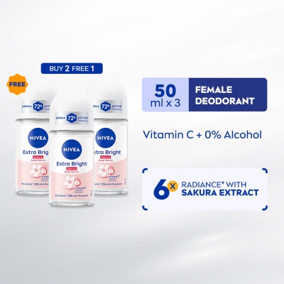 NIVEA - [Buy 2 Free 1] Deodorant Deep Brightening Serum Sakura Roll On 3x50ml