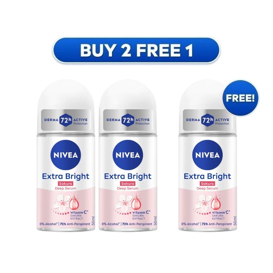 [Buy 2 Free 1] Deodorant Deep Brightening Serum Sakura Roll On 3x50ml