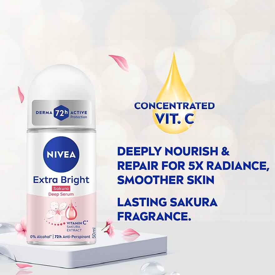 [Buy 2 Free 1] Deodorant Deep Brightening Serum Sakura Roll On 3x50ml