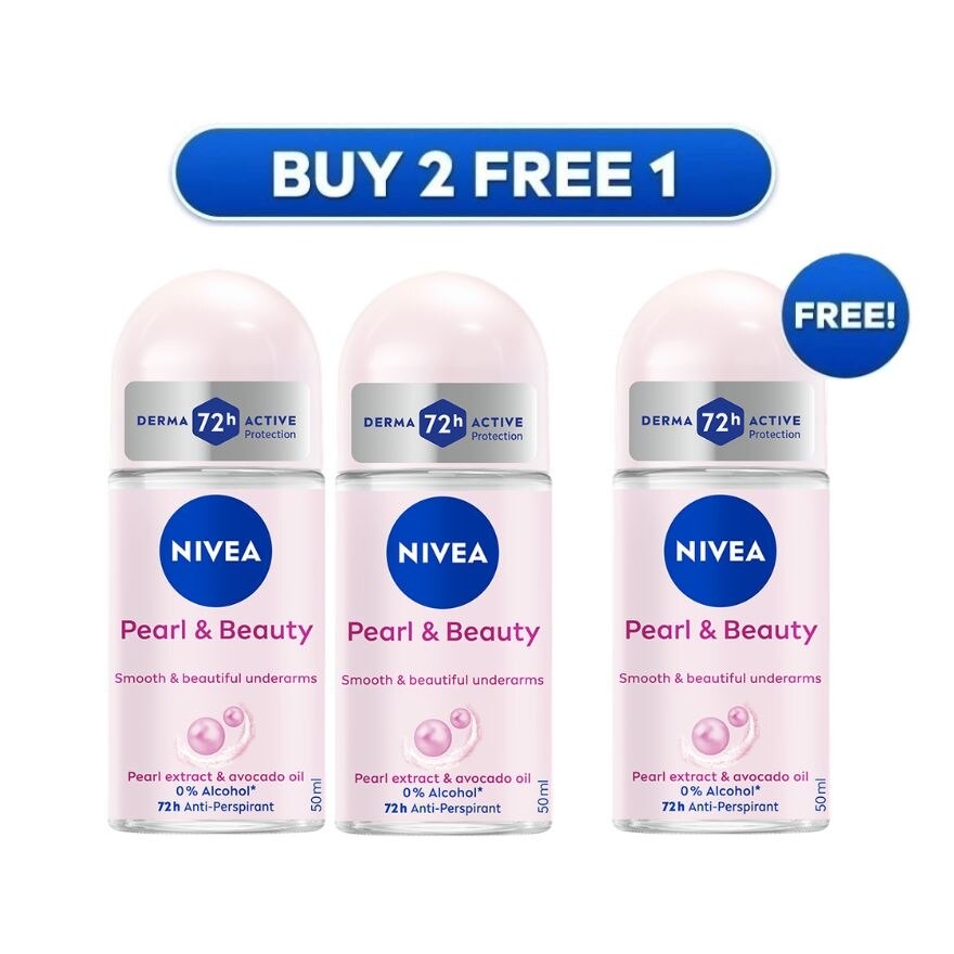 [Buy 2 Free 1] Deodorant Pearl & Beauty Roll On 3x50ml