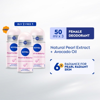 NIVEA - [Buy 2 Free 1] Deodorant Pearl & Beauty Roll On 3x50ml