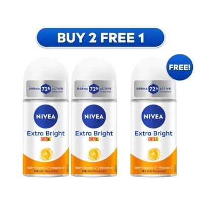 NIVEA - [Buy 2 Free 1] Deodorant Extra Bright C&E Roll On 50ml x3