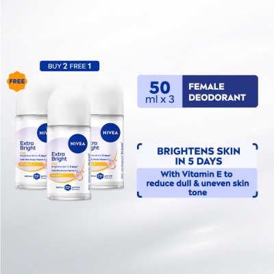 NIVEA - [Buy 2 Free 1] Deodorant Extra Bright C&E Roll On 50ml x3