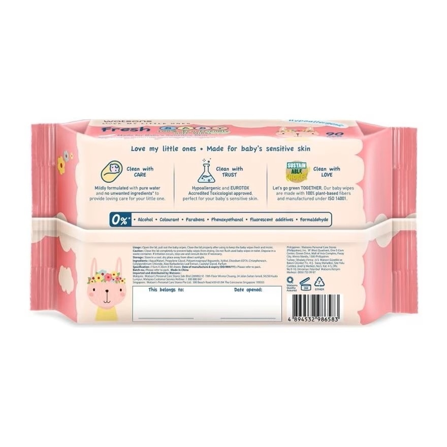 Baby Wipes Fresh Hypoallergenic 90's x 6s