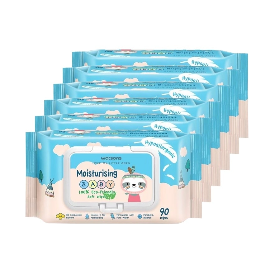 Baby Wipes Moisturizing 90's x 6s