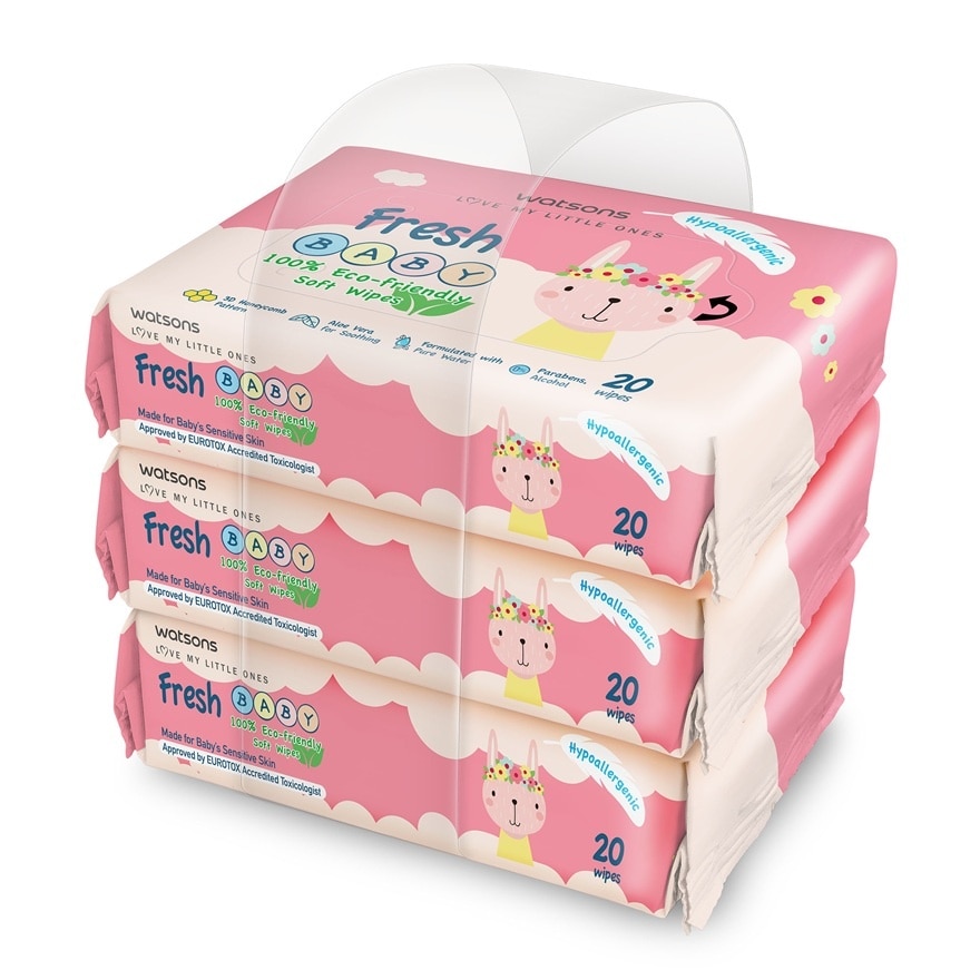 Fresh Baby Wipes 20's x 3 x 6s