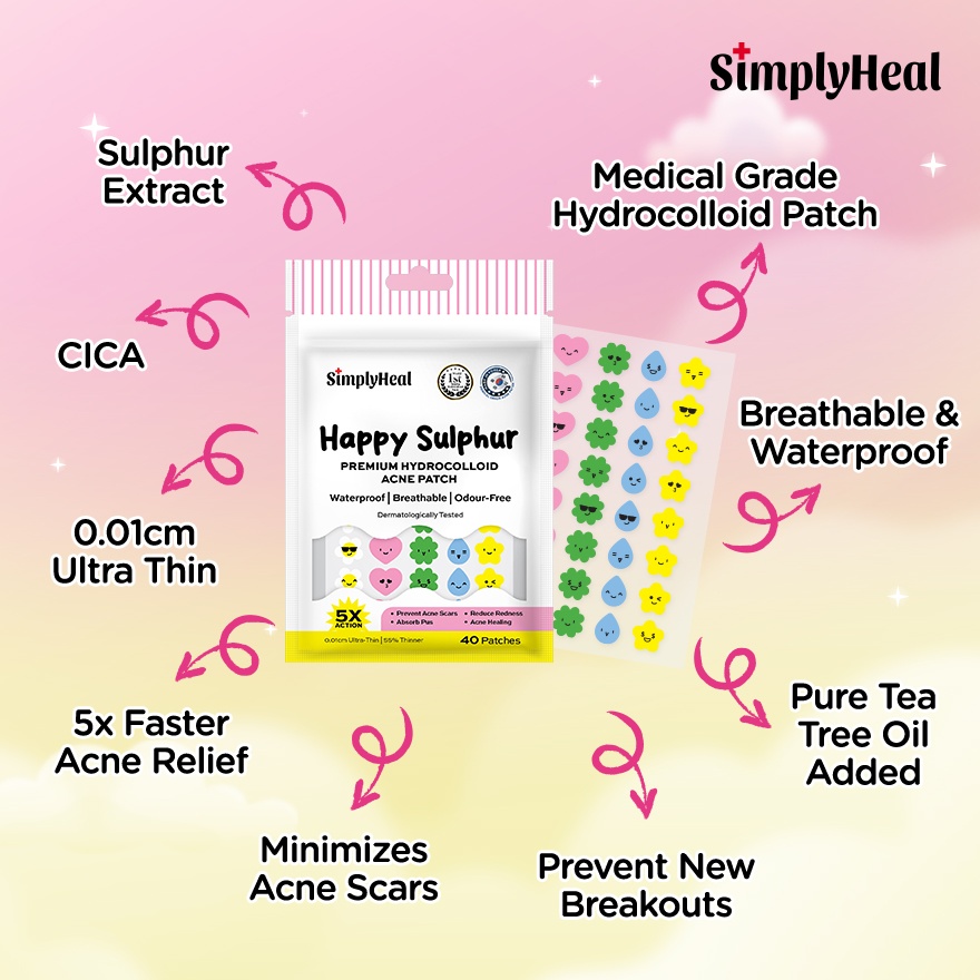 Happy Sulphur Day & Night Premium Hydrocolloid Acne Patch 40s