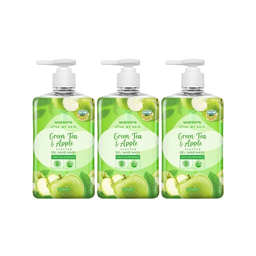 Green Tea Apple Scented Gel Hand Wash x 3s