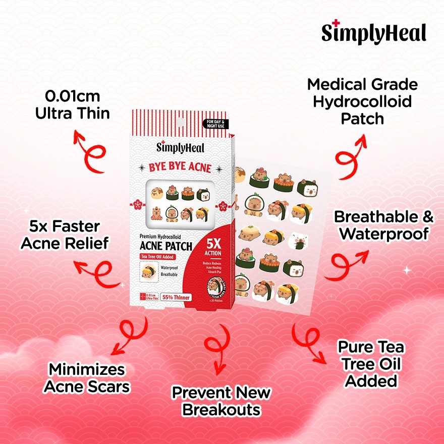 Sushi Bara Day & Night Premium Hydrocolloid Acne Patch 20s