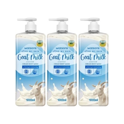 WATSONS - Goat Milk Cream Body Wash 1000Ml x 3s