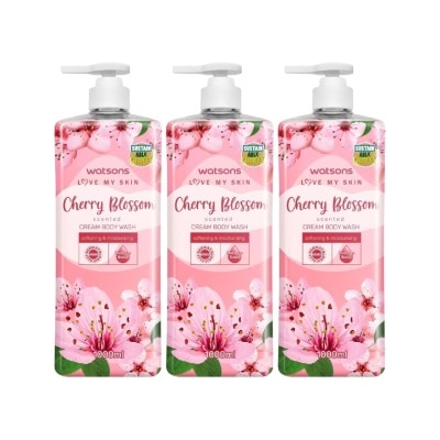 WATSONS - Cherry Blossom Scented Cream Body Wash 1L x 3s