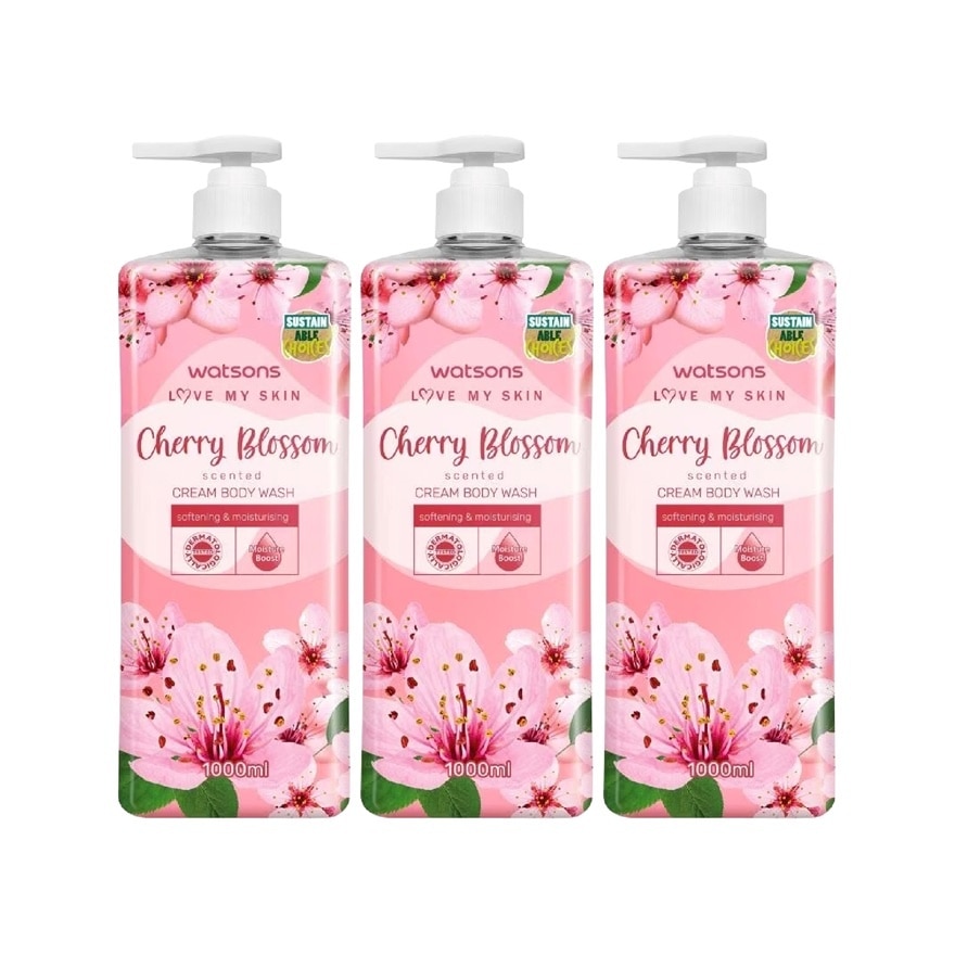 Cherry Blossom Scented Cream Body Wash 1L x 3s