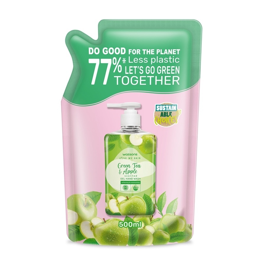 Green Tea Apple Scented Gel Hand Soap Refill 500ml x 3s