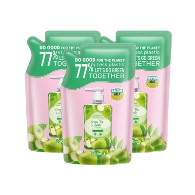WATSONS - Green Tea Apple Scented Gel Hand Soap Refill 500ml x 3s