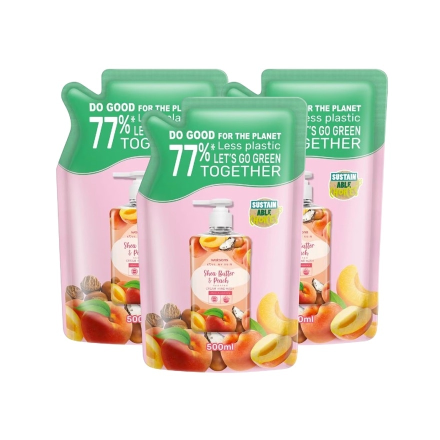Shea Butter Peach Scented Cream Hand Soap Refill 500ml x 3s