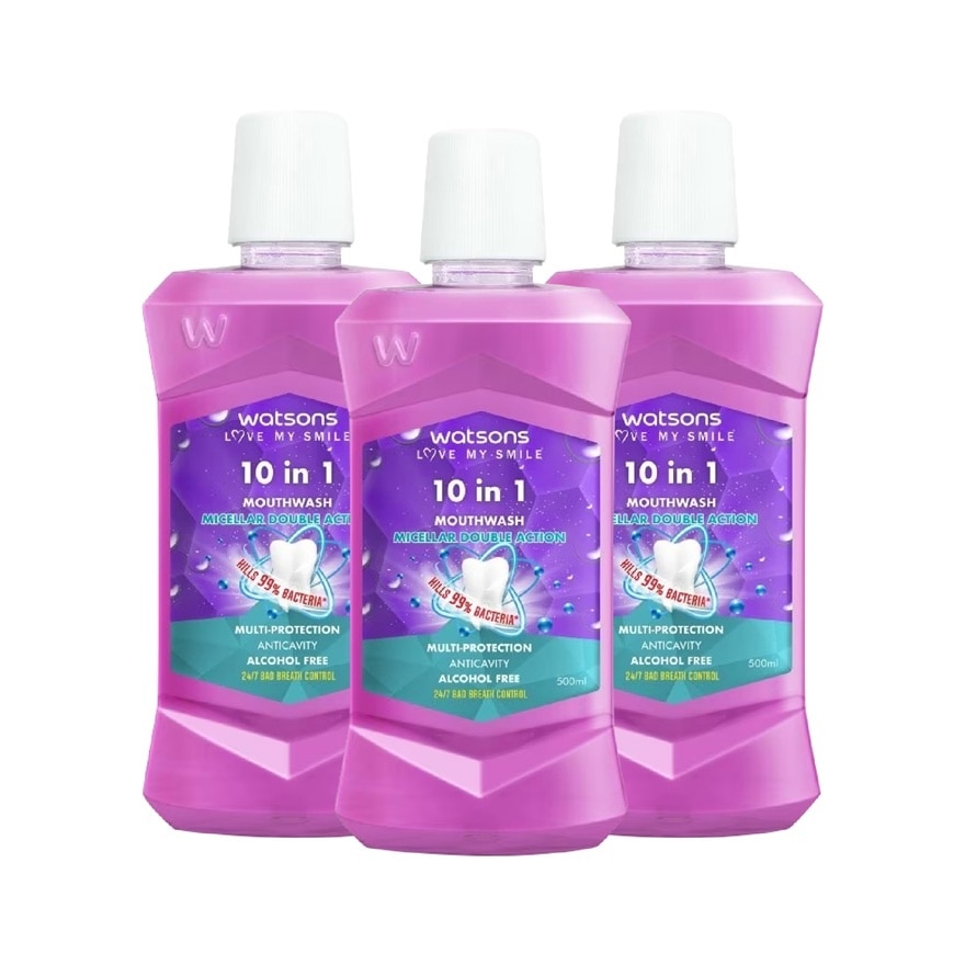 10 in 1 Mouth Wash 500ml (Alchohol Free) x 3s