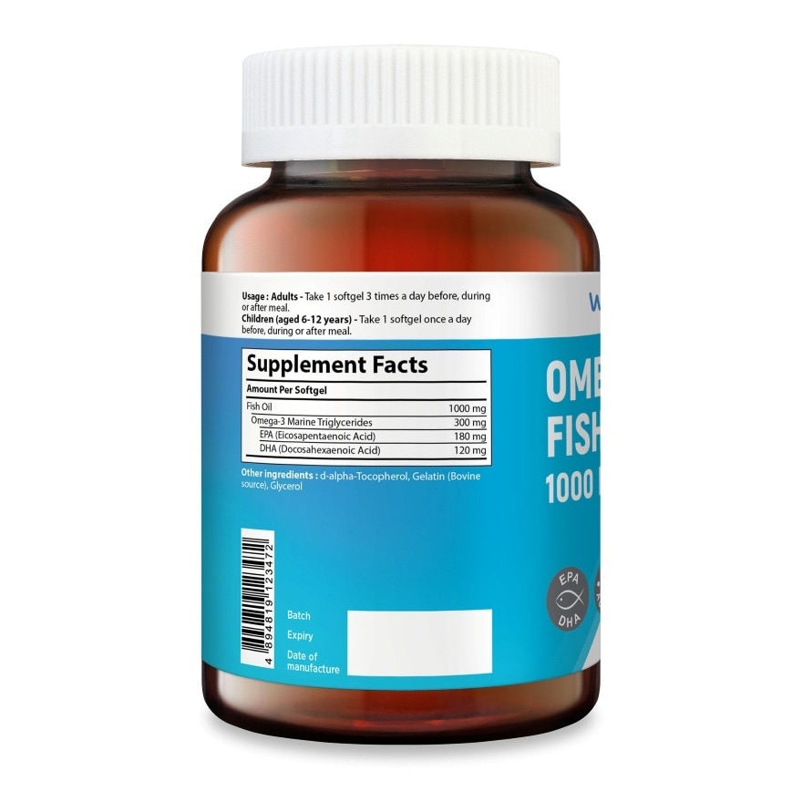 Omega 3 Fish Oil 1000mg 90's x 3s