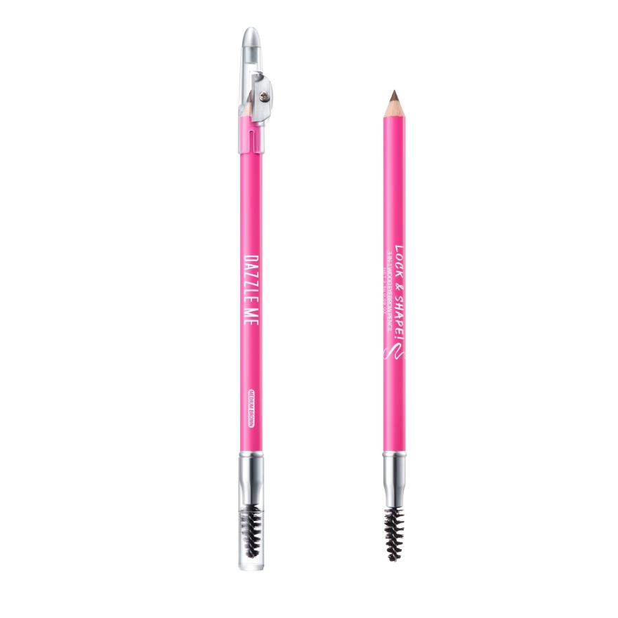 Lock & Shape! 3-In-1 Wood Eyebrow Pencil Medium Brown