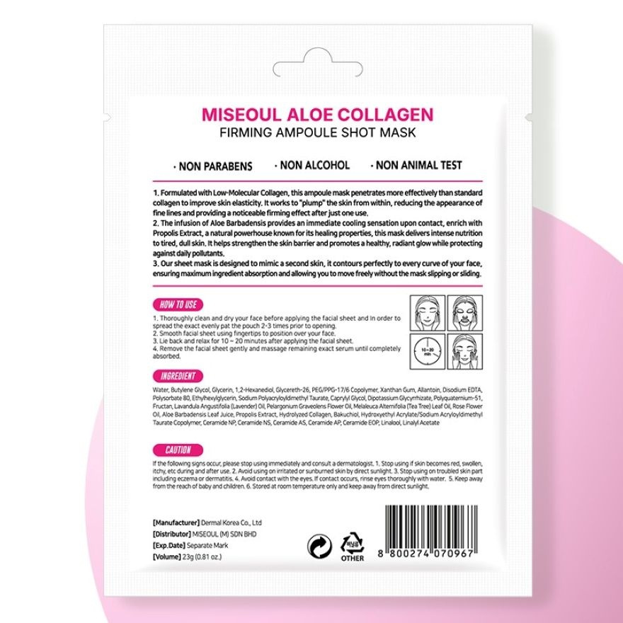 Aloe Collagen Firming Ampoule Shot Mask 23g