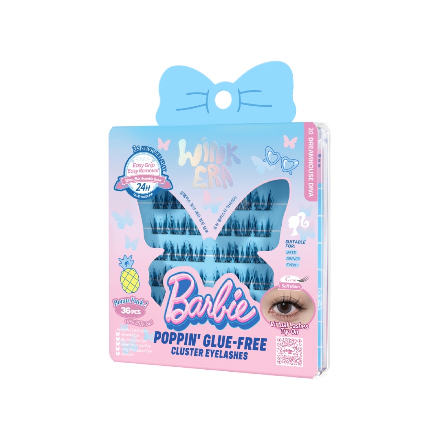 Barbie Wink Era Poppin' Glue-Free Cluster Eyelashes 20 Dreamhouse Diva