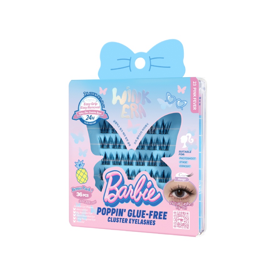 Barbie Wink Era Poppin' Glue-Free Cluster Eyelashes 23 Pink Fever