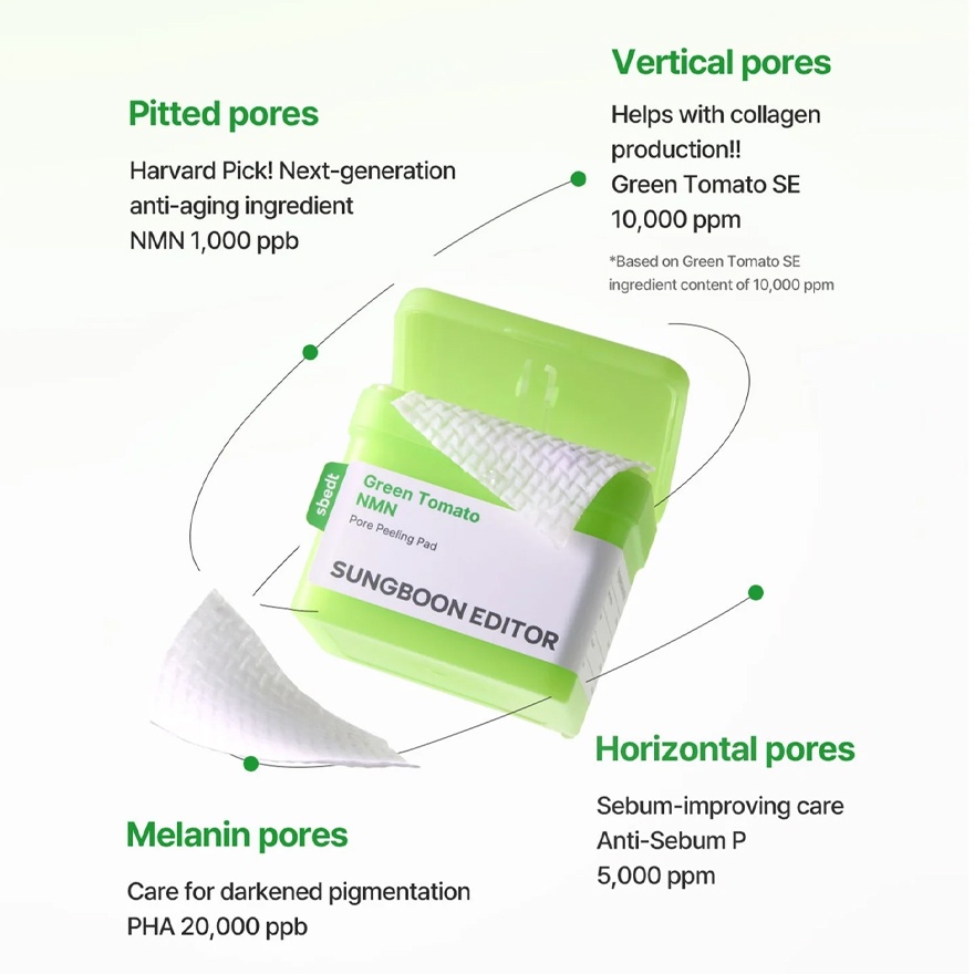 Green Tomato NMN Pore Peeling Pad 60s