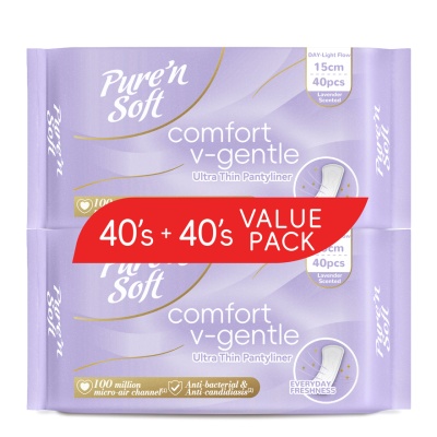 PURE'N SOFT - Ultra Thin Pantyliner Lavender Scented 15cm 2x40s