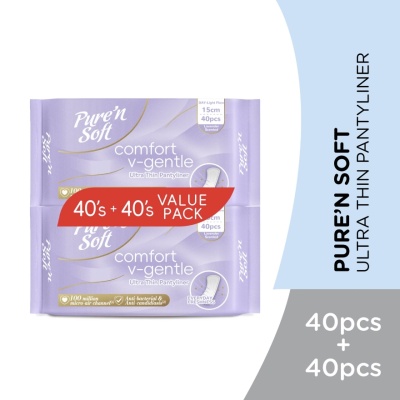 PURE'N SOFT Ultra Thin Pantyliner Lavender Scented 15cm 2x40s image
