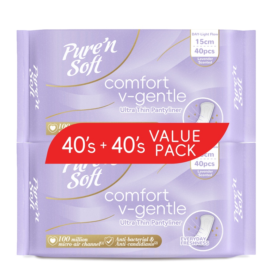 Ultra Thin Pantyliner Lavender Scented 15cm 2x40s