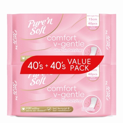 PURE'N SOFT Ultra Thin Pantyliner Floral Scented 15cm 2x40s image